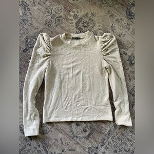 Zara cream long sleeve with pearls on sleeves